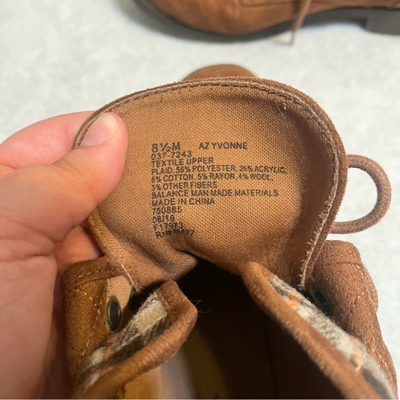 Brown fashion plaid winter booties lace up ankle boots - Picture 11 of 13